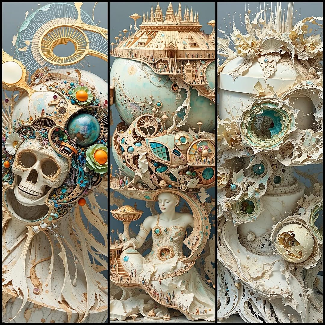Some snippets of outputs today using my own procedural models together with Clip Vision in ComfyUI